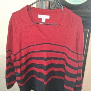 chaus & co women's sweater top red/black 3x